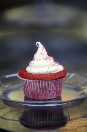 The red velvet cupcake at Bliss Cupcake Cafe in Fayetteville
is almost too pretty to eat. Almost.
