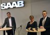 Saab Managing Director Jan Ake Jonsson (from left), Deputy Prime Minister of Sweden Maud Olofsson and Undersecretary of State Joran Hagglund talk about GM’s decision Friday in Trollhattan, Sweden. 