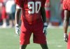 Arkansas tight end Colton Nash at practice in August