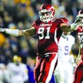 Arkansas’ Jake Bequette was one of several who stood out during a scrimmage Saturday at Donald W. Re...