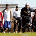 Jermine Jones of Fort Smith runs the 40-yard dash during the Arkansas War Cats’ tryouts Dec. 5 at th...
