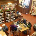 The mezzanine of the Eureka Springs Carnegie Public Library overlooks computer terminals on the main...