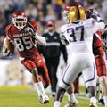 Arkansas wide receiver Greg Childs races for a first down after a catch Nov. 28 against LSU in Tiger...