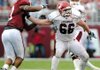 Arkansas offensive guard Mitch Petrus blocks Alabama defensive tackle Milton Talbert on Sept. 26 in Bryant-Denny Stadium in Tuscaloosa, Ala.