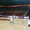 A picture taken on a cell phone camera shows Courtney Fortson at Arkansas' shootaround before the Te...