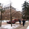 Faculty, staff and students evacuated Old Main Wednesday when the Fayetteville Fire Department respo...