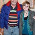 Tim Kral and daughter Bethany Kral enjoy the Pedigree exhibit at Fayetteville Underground on Thursda...