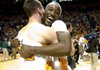  Tennessee's Wayne Chism celebrates with teammate Steven Pearl after Tennessee defeated Kansas 76-68 in an NCAA college basketball game at Thompson-Boling Arena, Sunday, Jan. 10, 2010, in Knoxville, Tenn. 