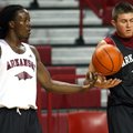 Courtney Fortson, left, returned to action in Arkansas' last game after a 14-game suspension. Fortso...