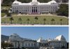 National Palace in Port-au-Prince, Haiti. Below is the National Palace photographed Wednesday Jan. 13, 2010, in Port-au-Prince, Haiti, one day after a powerful earthquake crushed thousands of structures, from schools and shacks to the National Palace and the U.N. peacekeeping headquarters. Untold numbers were still trapped. (Department of National Defence, Cpl. Matthew McGregor, above, Jorge Cruz, below)