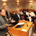Architects Marlon Blackwell of Fayetteville; from left, Jim French of DLR Group in Kansas City; and ...