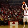 Arkansas sophomore Rotnei Clarke shoots a free throw following a flagrant foul against Alabama's Sen...