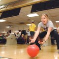 BOWLIN’ FOR DA’ BOYZ  Kate Bucknam, a junior at Fayetteville High School, bowls while participating ...