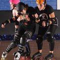 Corinne McKimmey, center, and Jennifer Burke, right, collide past Jessica Kitchens during an all-lea...