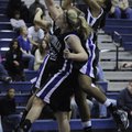 STEPPING UP - Fayetteville’s Sydney Conley, right, and Emma Clay, left, battle for a rebound against...