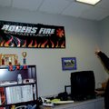 WATER WOES - Fire Chief Tom Jenkins points out water damage along a ceiling at the Rogers Fire Depar...