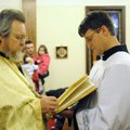The Rev. John Atchison of St. Nicholas Antiochian Orthodox Church in Springdale reads the Scripture ...
