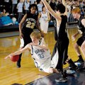 Springdale Har-Ber senior forward Chris Bayles (33) tries to recover a loose ball as Bentonville sop...