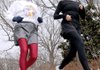 BROOD ON THE MOVE - Jack Gentry and daughter Bekah Mulvaney start a two-hour run Saturday at Compton Gardens in Bentonville. The two are training for next month’s Bentonville Half Marathon. Jack Gentry has children, grandchildren and great grandchildren who are runners, although the great grandchildren are not yet running competitively.

