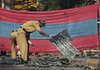  Indian police inspects the site of an explosion outside a German Bakery business close to the Osho Ashram in Pune, India, Sunday, Feb. 14, 2010.  bomb detonated in a crowded bakery popular with foreigners in western India killing nine people and wounding 57, officials said Sunday, the first terrorist attack in the country since the 2008 Mumbai massacre. 