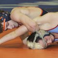 Rogers Heritage’s Cole Bundy, top, wrestles Fort Smith Southside’s Colt Dooly on Saturday during the...