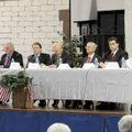 Seven candidates for the 3rd District U.S. House of Representatives wait Saturday to speak to more t...
