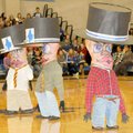 The Whistling Mounties dance and whistle their way to fame before an audience of about 1,200 student...