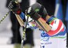  Bode Miller of the United States reacts after skiing out,  during the first run of the Men's giant slalom, at the Vancouver 2010 Olympics in Whistler, British Columbia, Canada, Tuesday, Feb. 23, 2010. 