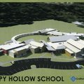 The new design for Happy Hollow Elementary eliminates two classrooms from each of three wings and tw...