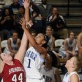 Springdale Har-Ber sophomore Summer Morgan shoots over Springdale sophomore Baylea Swearingen in the...