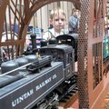 STATION CREATION - Charlie Faught, 6, from Fayetteville watches Saturday as a G scale model train pa...