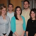 Jennifer Whaling, from left, Kris Kimbro, Kim Harris, Tyler Emerson and Rachel Buldini gather for Ge...