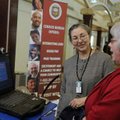 Pharron Ison, right, records a message Wednesday for the 2010 Census Portrait of America Road Tour W...