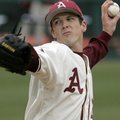 Arkansas pitcher Drew Smyly allowed 2 runs on 5 hits with 1 walk and 6 strikeouts in 6 innings of wo...