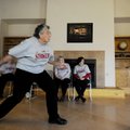 VIRTUAL BOWLING - Betty Christian bowls Friday during a Wii bowling tournament involving regional se...