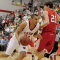 Farmington’s Tyler Haskins drives around Jonesboro Westside’s Hunter Mickelson during the first half...