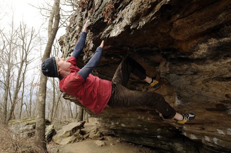 
                               
                                  Photo by Anthony Reyes&mdash;
                               
                           
                           Arkansas is growing in renown for its high-quality bouldering, which rock climber Cole Fennel demonstrates on Feb. 19. The state’s gritty sandstone is easier to grip than other types of rock.