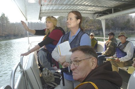 Dixie Ambroes, left, points out ...