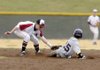 Springdale High shortstop Bryce Neal tags out Berryville baserunner Austin Lehr at second base Friday at the Tyson Sports Complex in Springdale.
