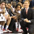 Arkansas coach John Pelphrey reacts as he watches from the bench in Nashville at the Southeastern Co...