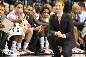 Arkansas coach John Pelphrey reacts as he watches from the bench in Nashville at the Southeastern Conference tournament.
