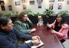  Arkansas Democrat-Gazette/William Moore
Dr. Monica Luebke, Director of Writing and Rhetoric at the University of Arkansas-Fort Smith (R), and Managing Editor Jean Powell-Vosper, talk with Jean's husband, Rick Vosper, about using online networking resources such as Facebook and Twitter to market the school's new online student newspaper, The Lions' Chronicle, in the Smith-Pendergraft Campus Center Wednesday, March 3, 2010 on campus in Fort Smith.  Rick is the propieter of Rick Vosper Marketing Services, and his helping out with the marketing of the paper.