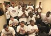 University of Arkansas Pine Bluff basketball players celebrate their bracket position announcement Sunday afternoon on campus in Pine Bluff. 