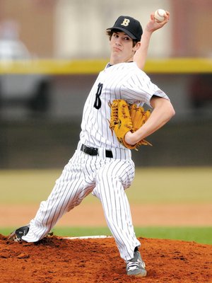 Bentonville starter Josh Bonds delivers a pitch during the Tigers’ game Wednesday against Siloam Springs in the Best Sports Classic at the Tiger Athletic Complex in Bentonville. The Tigers will return to action at 4:30 p.m. Tuesday against Fort Smith Southside in Bentonville.