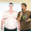 Danny Cahill, who lost 239 pounds to win the eighth season of “The Biggest Loser,” speaks Monday to ...