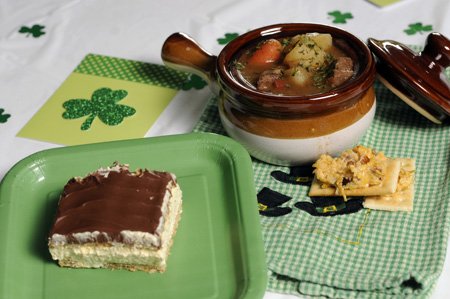 Helpings of three potluck selections ...