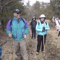 Warren Cunningham, Judy Combs, center, and Pat Costner enjoy their 4-mile hike around Lake Leatherwo...