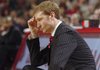   University of Arkansas coach John Pelphrey reacts on the side line in the second half of Saturday afternoon's game against Ole Miss at Bud Walton Arena in Fayetteville.