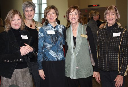 
                               
                                  Photo by Carin Schoppmeyer&mdash;
                               
                           
                             NWACC Communication and Art faculty members Joann Lacey, from left, Cindy Wiseman, Carol Cooper, Dean Anita Jones and Susana Jones help welcome Don Bacigalupi to Northwest Arkansas on Monday.