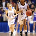 Fayetteville guard Sydney Conley brings the ball up the floor during the first half against North Li...